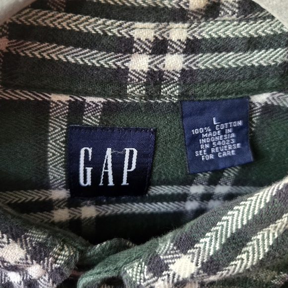 GAP Forest Plaid Flannel Cotton Mens Shirt Large - Picture 4 of 4